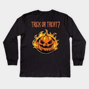 Trick Or Treat Pumpkin Jack O' Lantern Halloween Design Kids Long Sleeve T-Shirt